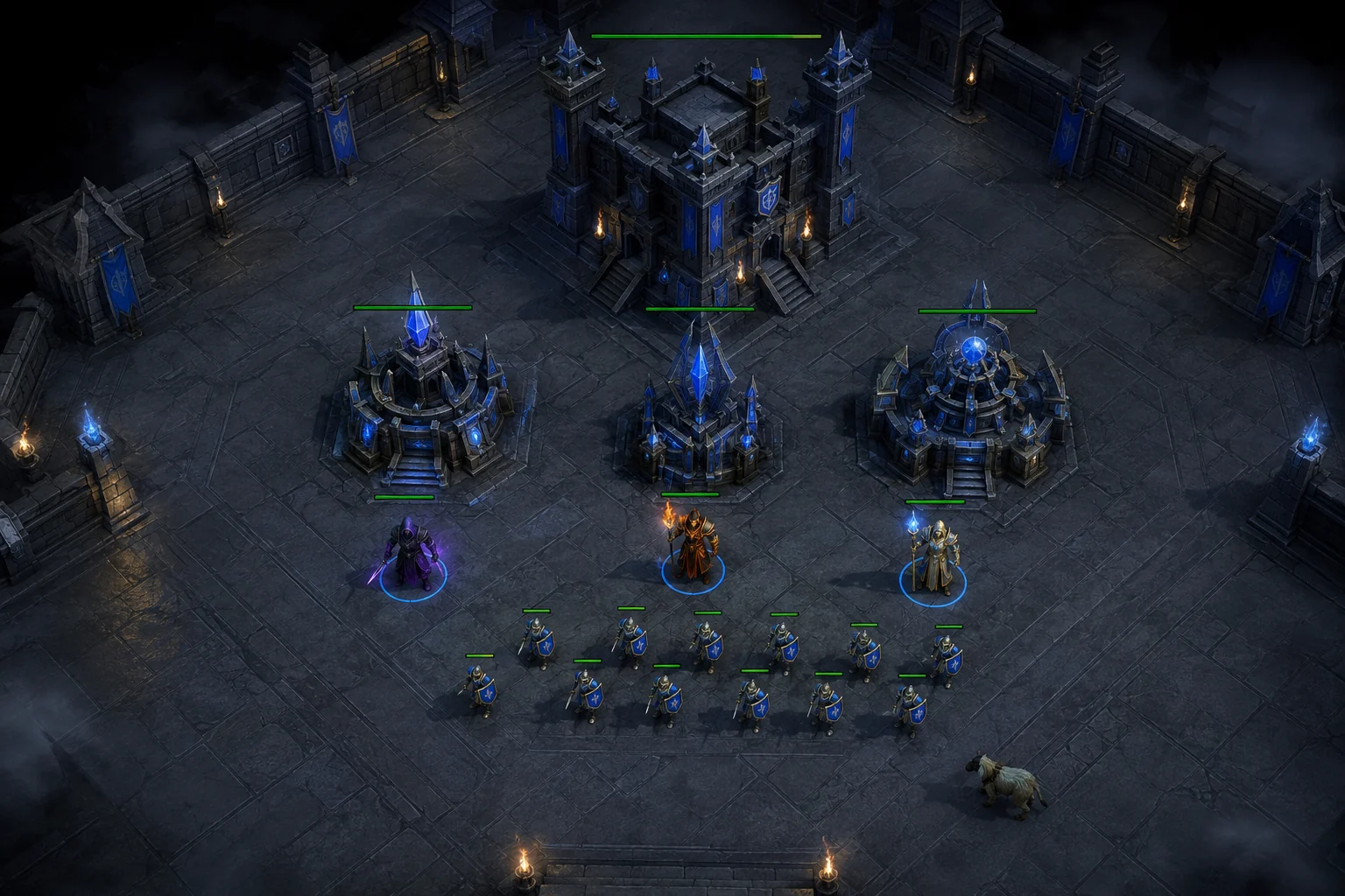 Concept art of an Ellaris stronghold and the armies guarding its approaches